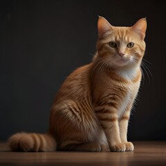 happy red cat is , photorealistic, hairs in detail, full body, marketing photo