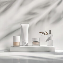 3d render cosmetic blank mock up with white background