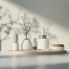 3d render cosmetic blank mock up with white background