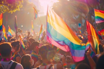 A Vibrant Celebration of Diversity at a Colorful Pride Parade. Pride Month. Celebration of the LGBTQ+ community