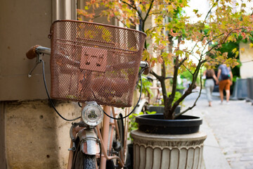 Old bicycle in the city of Paris France