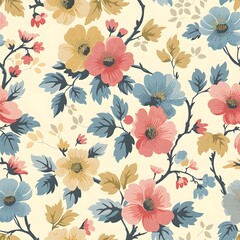 Intricate and contrasting pastel floral pattern.
