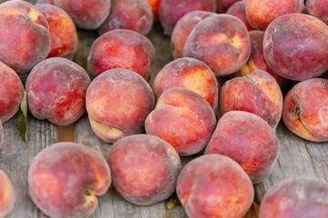 fresh peaches on the table
