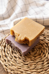 Two pieces of handmade natural handmade soap