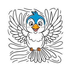 blue bird colouring page