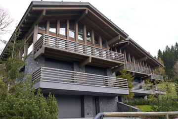 Spindleruv Mlyn, Czech Republic - April 27, 2024 - Architecture of Spindleruv Mlyn at the beginning of spring.  Mountain town near Hradec Kralove