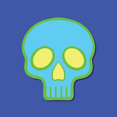 colorfull skull art hand drawn cartoon illustration
