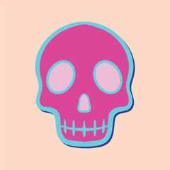 colorfull skull art hand drawn cartoon illustration
