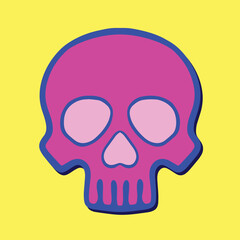 colorfull skull art hand drawn cartoon illustration
