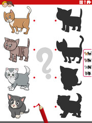 educational shadow game with cartoon cats characters