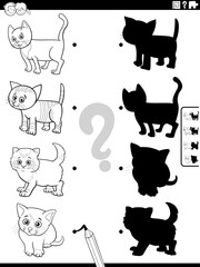 shadow game with cartoon kitten characters coloring page