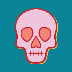 colorfull skull art hand drawn cartoon illustration
