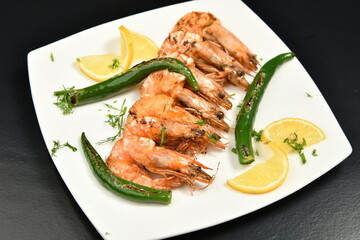 grilled salmon with lemon and salad