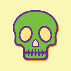 colorfull skull art hand drawn cartoon illustration
