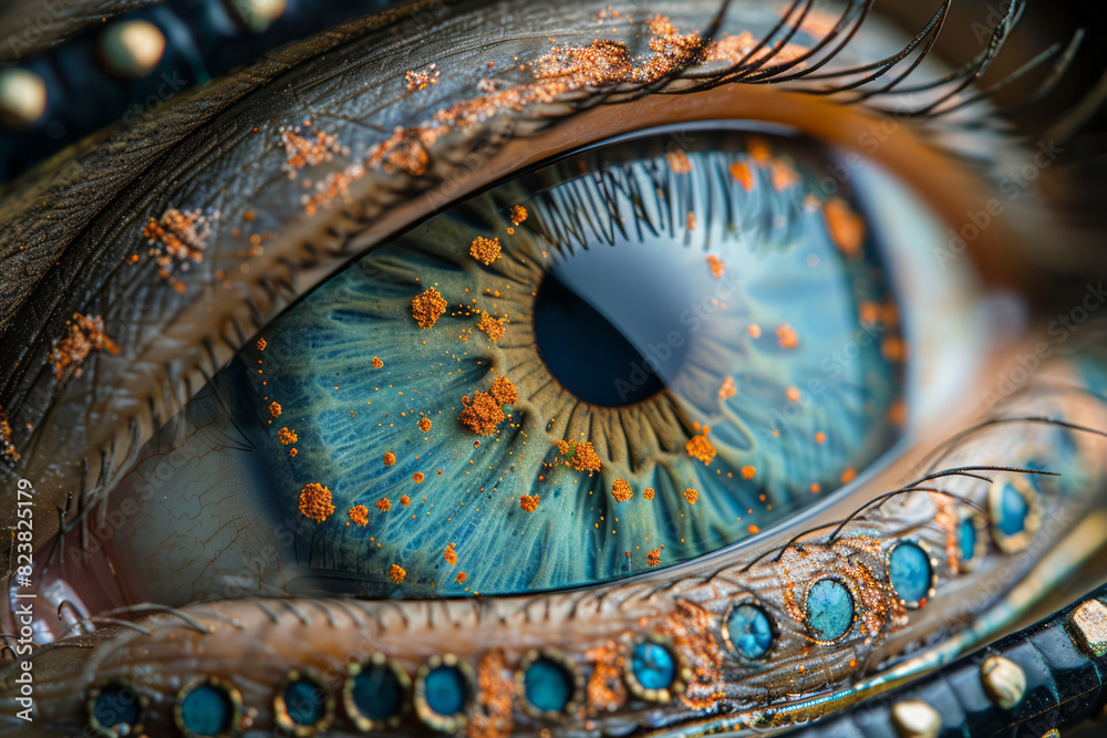 Poster A close-up of a bifocal lens split into its different segments, each segment showing a distinct magnified view,