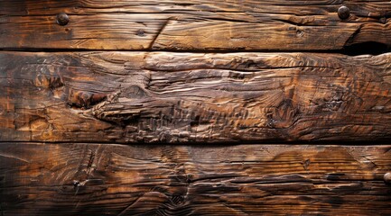 Naklejka premium A top down view of an old, worn out wooden table with visible wood grain and subtle cracks in the surface