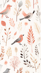 Abstract Image, Floral, Birds, Wallpaper, Background, Cell Phone and Smartphone Cover, Computer Screen, Cell Phone and Smartphone Screen, 9:16 Format - PNG