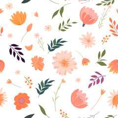Seamless pattern with abstract flowers. Vector design.
