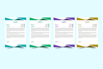 Modern and minimal corporate company business letterhead template | Four color variation letterhead
