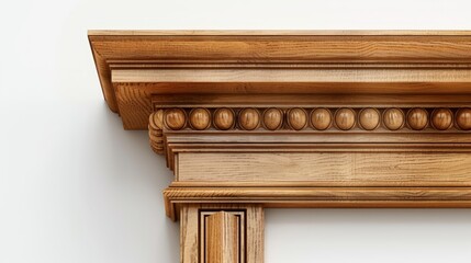 A wooden door with a silver handle sits in front of a white wall