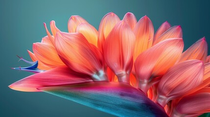 A close-up of a bright bird of paradise flower