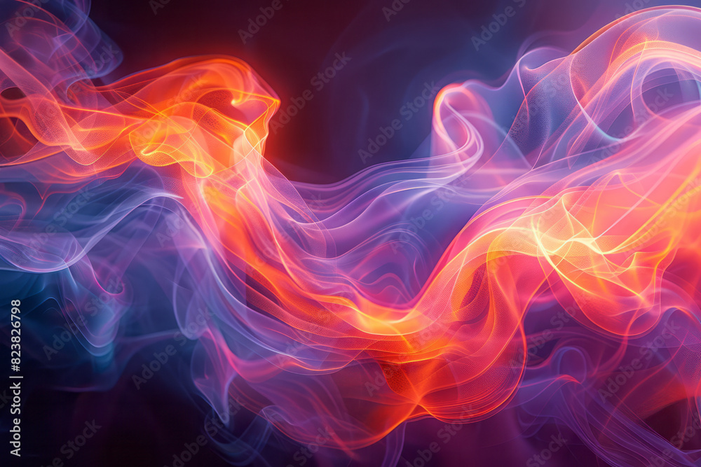 Aufkleber artistic rendering of a lens acting as a source of colorful, abstract smoke-like trails of light,