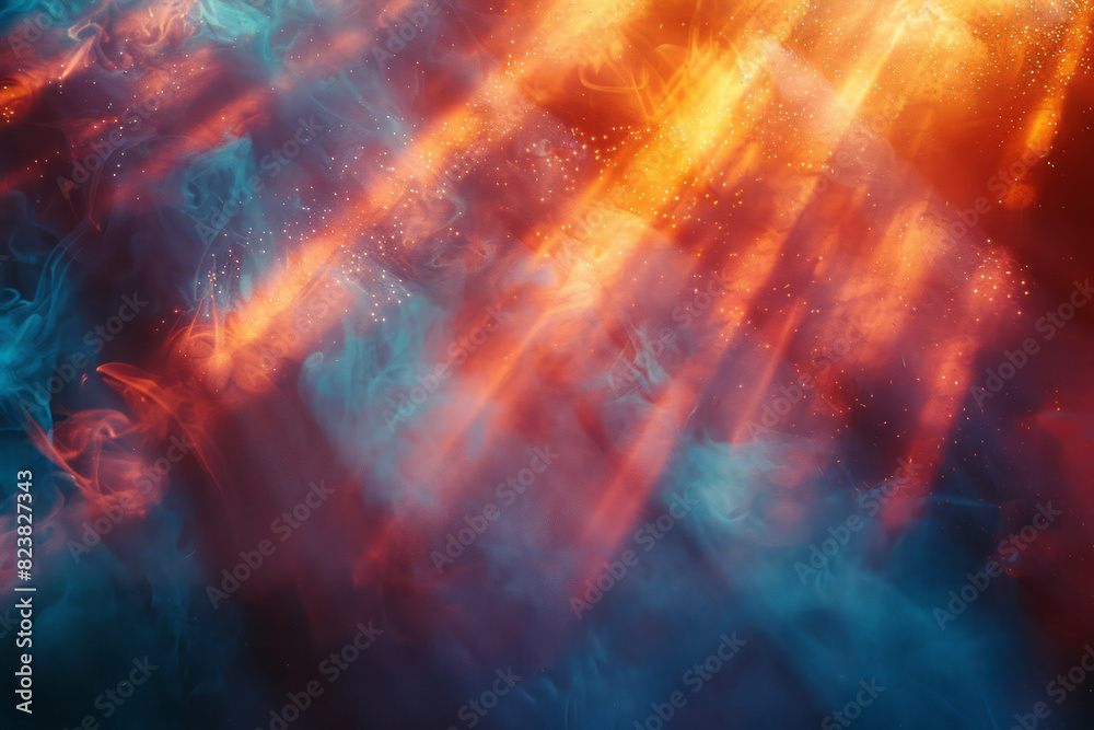 Fototapete a lens projecting beams of light that create an abstract landscape of glowing shapes and patterns,