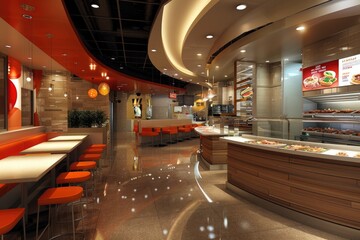 quick service restaurant interior . ai generated