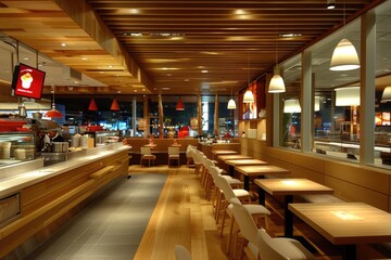 Fototapeta premium quick service restaurant interior . ai generated
