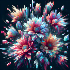 Abstract colorful flowers background 