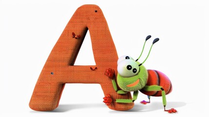 Naklejka premium A letter A is made out of bugs and flowers