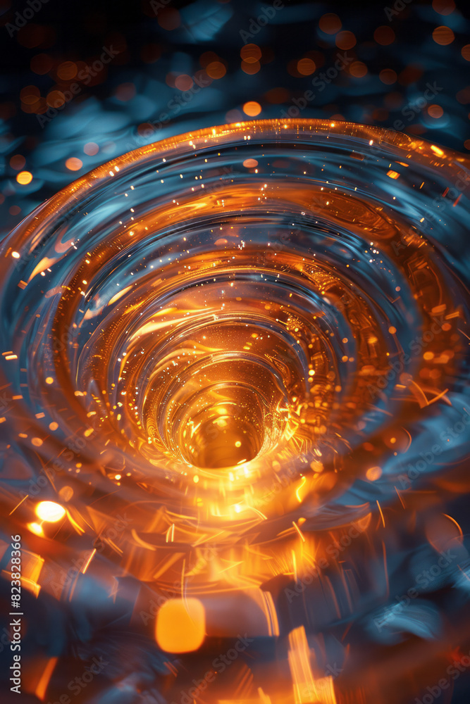 Leinwandbilder Abstract image of a lens with concentric rings of light pulsating and expanding, symbolizing waves of energy,