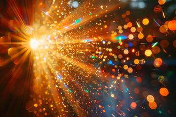 Dynamic image of a lens with beams of light forming a starburst pattern, radiating outward with intense energy,