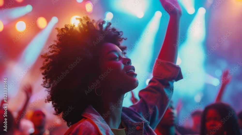 Canvas Prints a young woman at concert