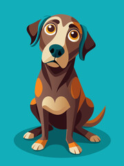 A dog sitting with its head tilted