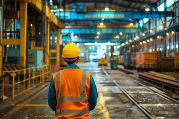 Industrial engineer in hard hat experiences work pain