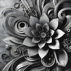 black and white abstract flower background