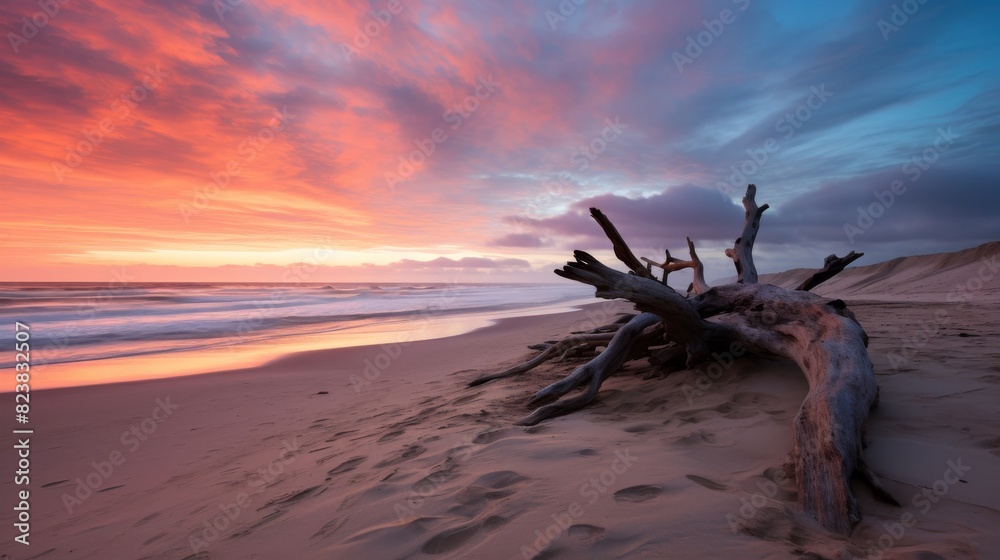 Canvas Prints Sandy beach kissed by first light.