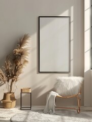 minimalist interior with a blank poster