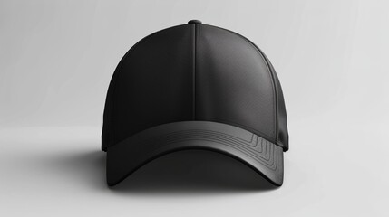 Black baseball cap mockup on white background.