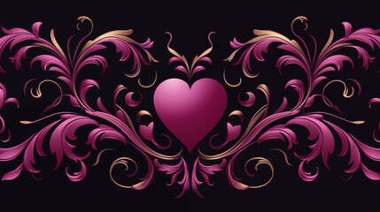 Abstract Image, Floral, Hearts, Baroque, Wallpaper, Background, Cell Phone and Smartphone Cover, Computer Screen, Cell Phone and Smartphone Screen, 16:9 Format - PNG