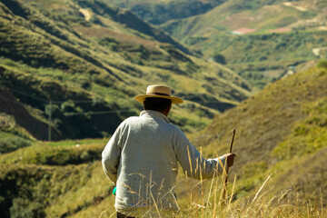 Old man going down the mountains of Rejara