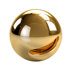 3D golden abstract render sphere isolated on transparent background, png, cut out