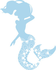 Mermaid silhouette. Enchanting mermaid vector figure. Vector illustration.