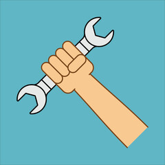 The fist holding tools for the job.  happy labour day design vector illustration. Eps 10