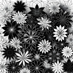 black and white flowers background 