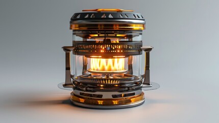 A pot is on top of a stove with a burner lit