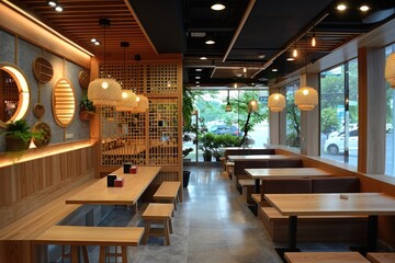quick service restaurant interior . ai generated