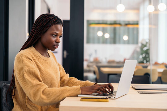 Young businesswoman using laptop
