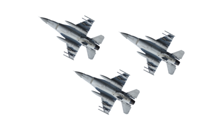 jet fighter formation on transparent background